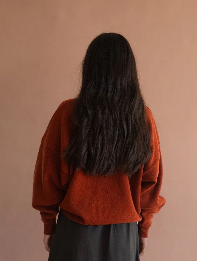 Jersey manga murciélago de lana merino rojo - Imagen 4