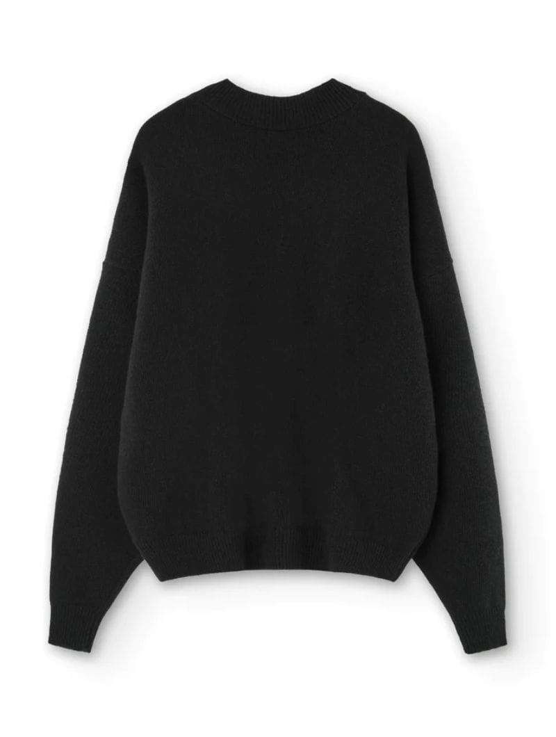 Jersey manga murciélago negro de lana merino - Imagen 7