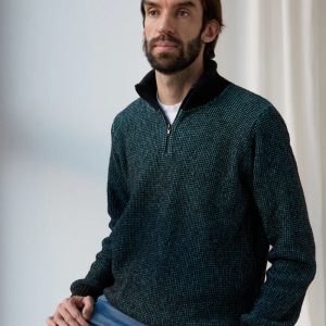 Jersey media cremallera con cuello alto para hombre