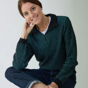 Jersey media cremallera con cuello alto para mujer