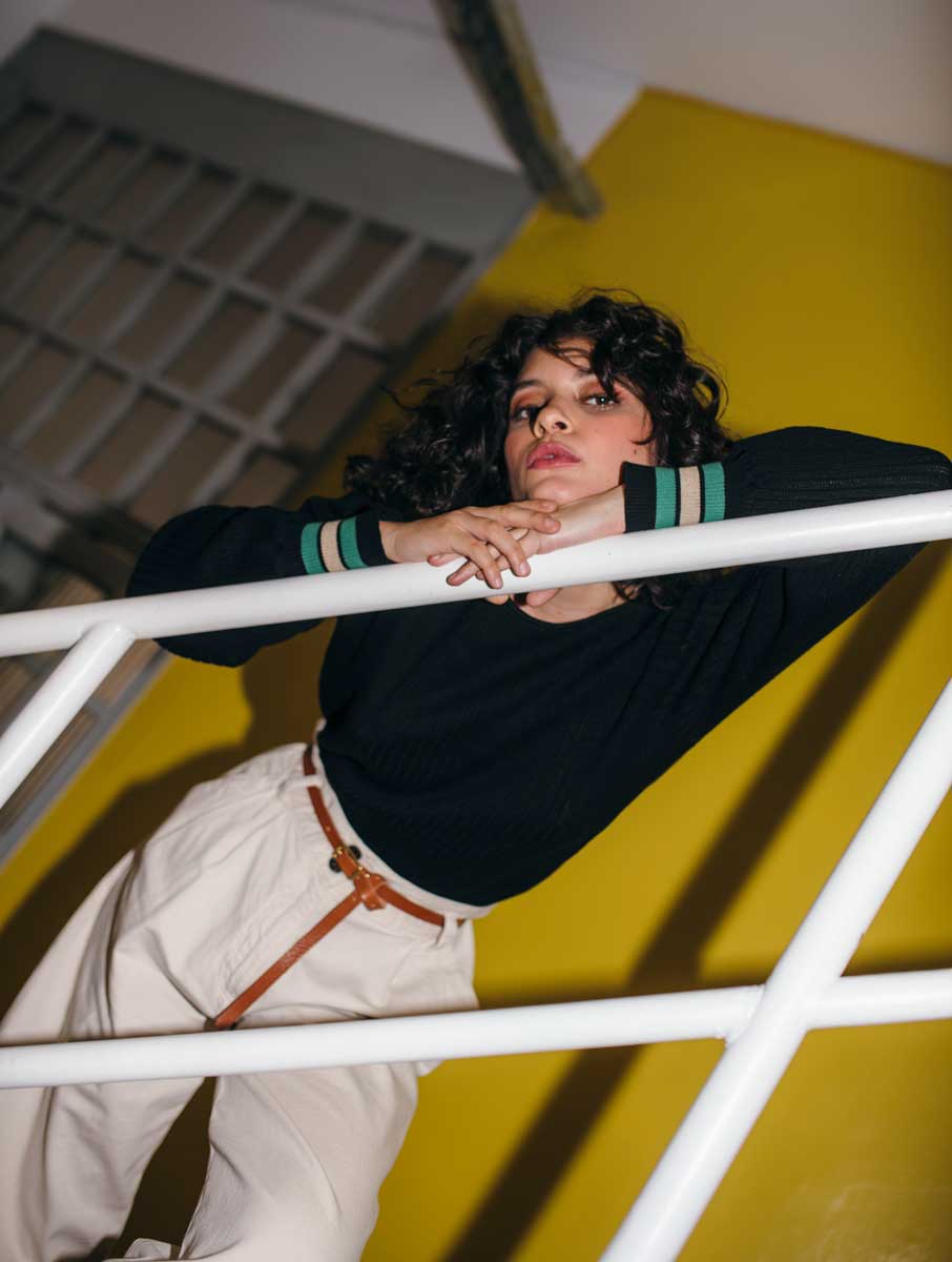 Jersey retro negro de algodón egipcio - Imagen 4