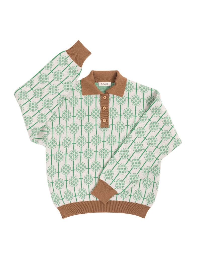 Jersey polo jacquard de lana merino crudo - Imagen 7