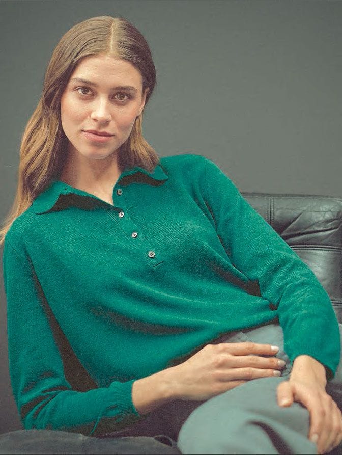Jersey polo mujer de cáñamo y algodón ecológico