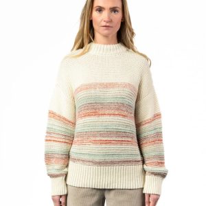 Jersey punto grueso crudo con rayas de colores