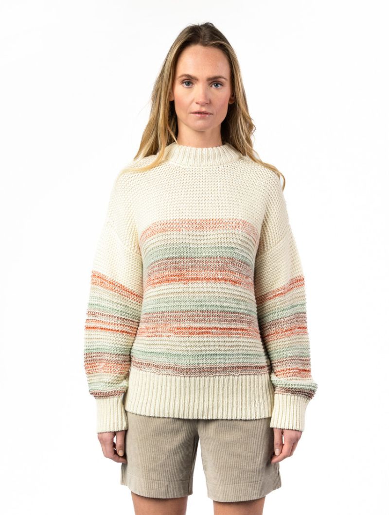 Jersey punto grueso crudo con rayas de colores - Imagen 2