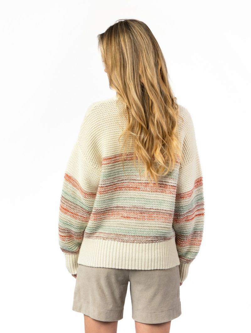 Jersey punto grueso crudo con rayas de colores - Imagen 3