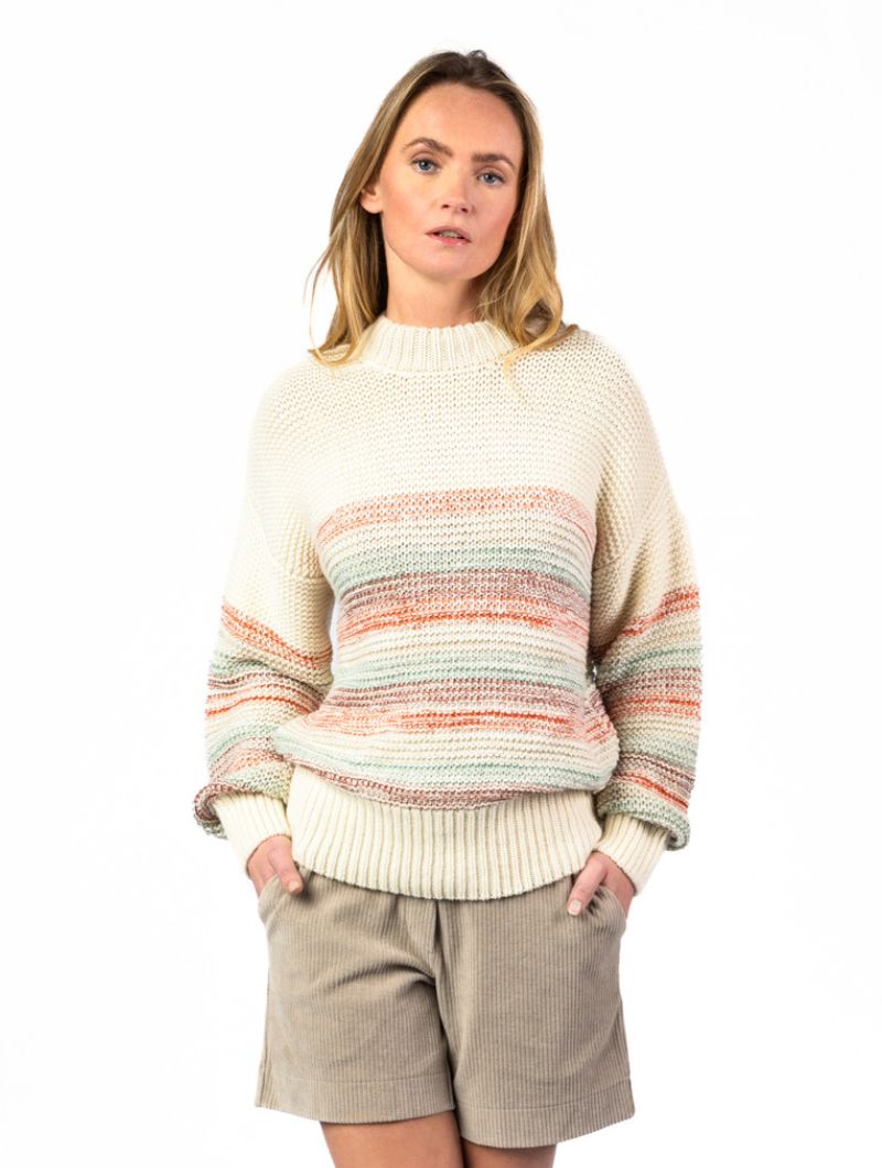 Jersey punto grueso crudo con rayas de colores - Imagen 5