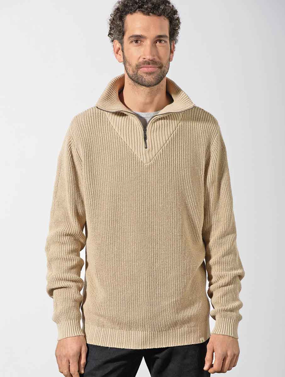 Jersey cremallera hombre de cáñamo y algodón ecológico - Imagen 2
