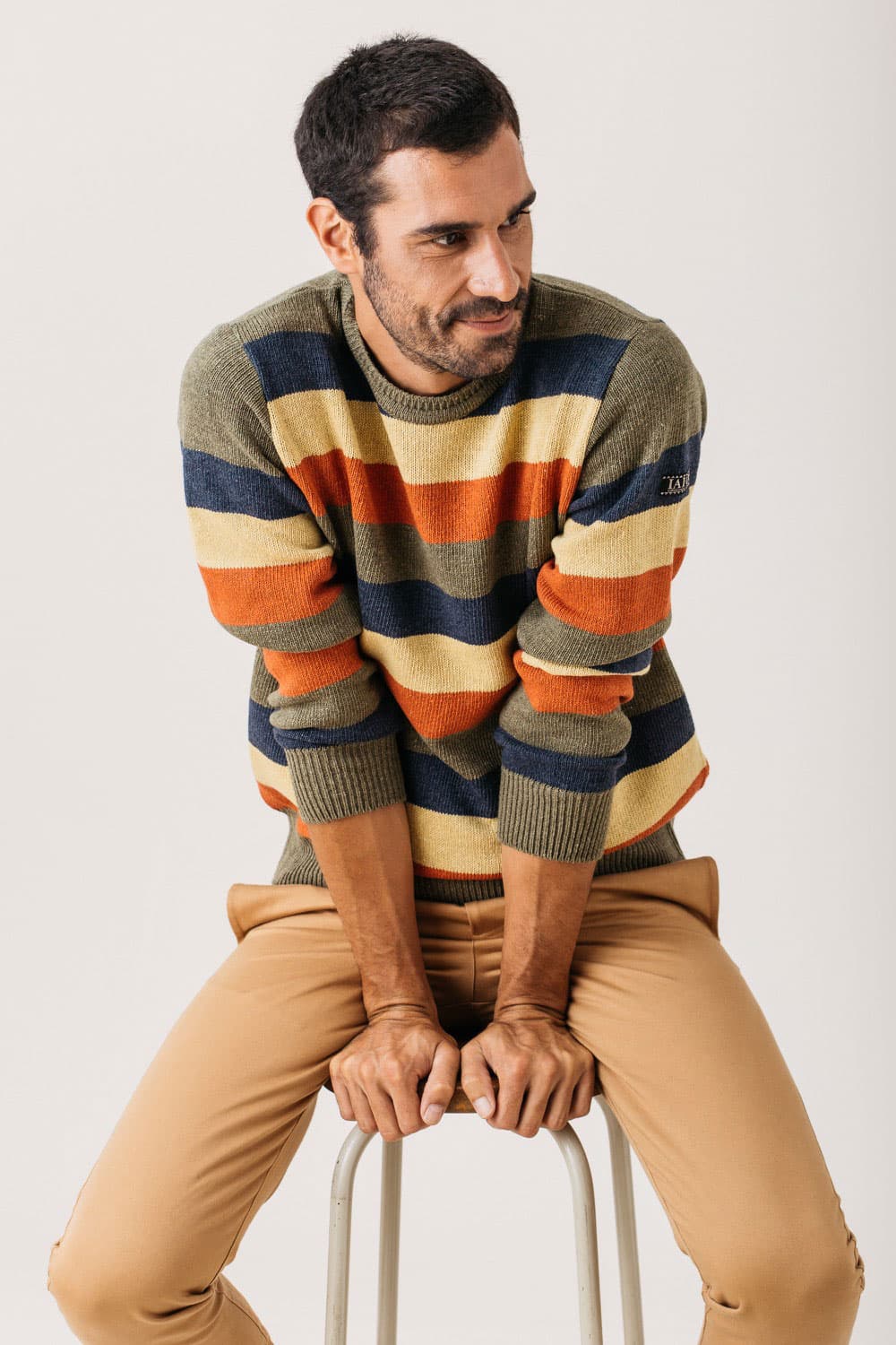 Jersey rayas hombre de lana reciclada - Imagen 3