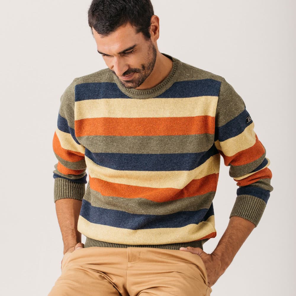 Jersey rayas hombre de lana reciclada - Imagen 2