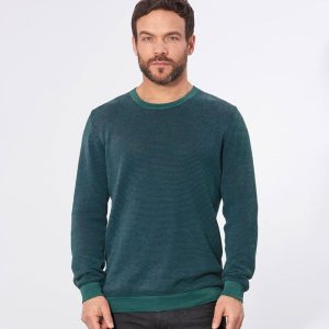 Jersey de punto hombre. Tejido vegano de hilo de dos colores