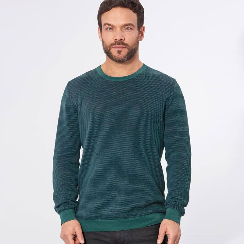 Jersey de punto hombre. Tejido vegano de hilo de dos colores
