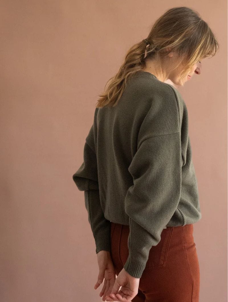 Jersey verde manga murciélago de lana merino - Imagen 3