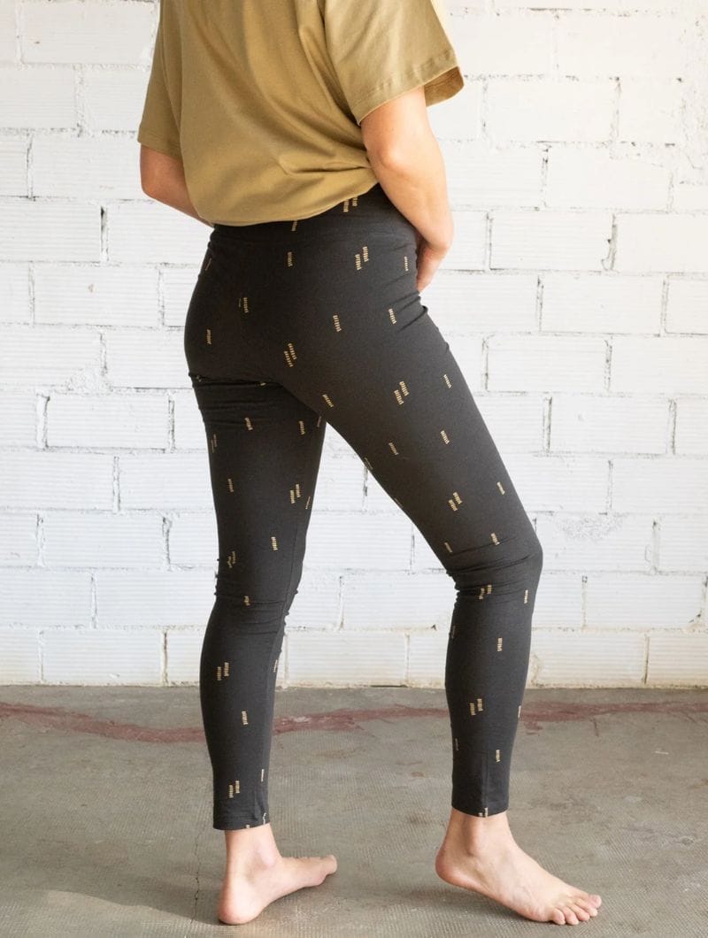 Mallas algodón orgánico negro estampado minerales - Imagen 3