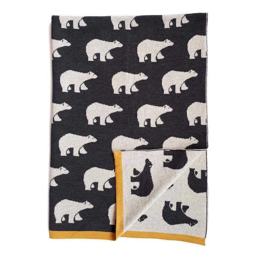 Manta bebé lana merino de osos polares - Imagen 3