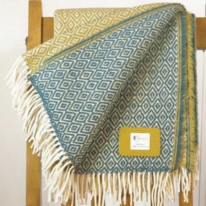 Manta diamante de lana bicolor