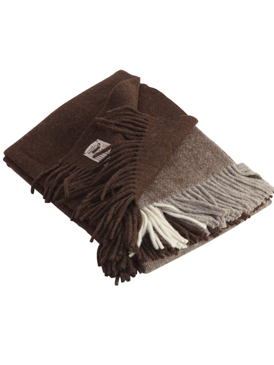 Manta para sofá de color marrón de lana ecológica