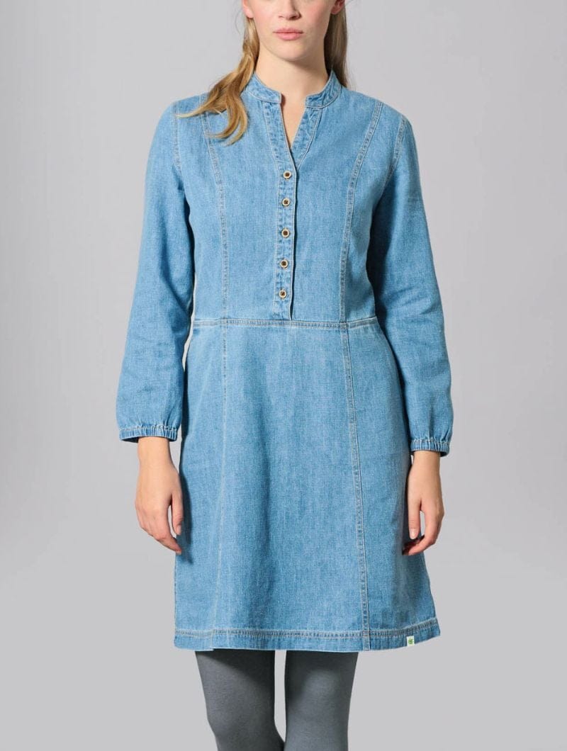 Vestido vaquero cuello mao de cáñamo y algodón orgánico - Imagen 5