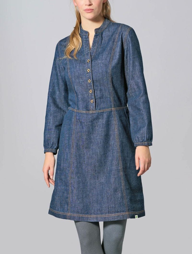 Vestido vaquero cuello mao de cáñamo y algodón orgánico - Imagen 4