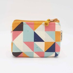 Monedero de tela de triángulos de colores