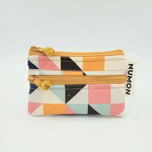 Monedero doble cremallera geométrico multicolor