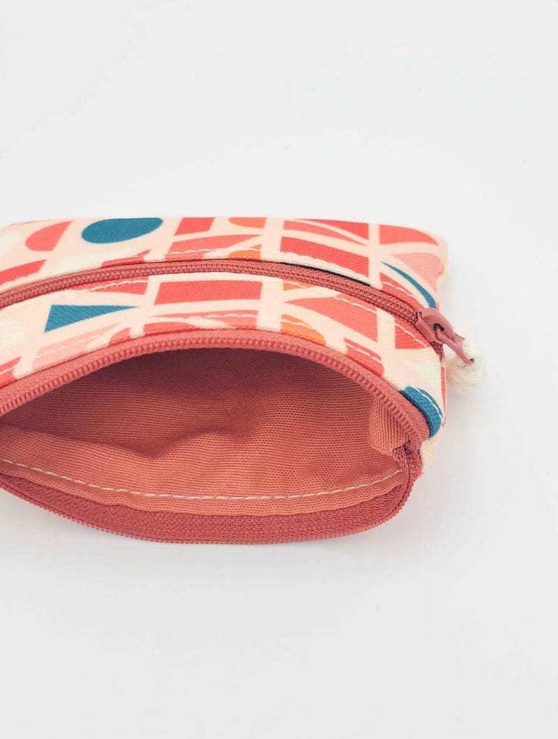 Monedero doble estampado geométrico naranja - Imagen 3