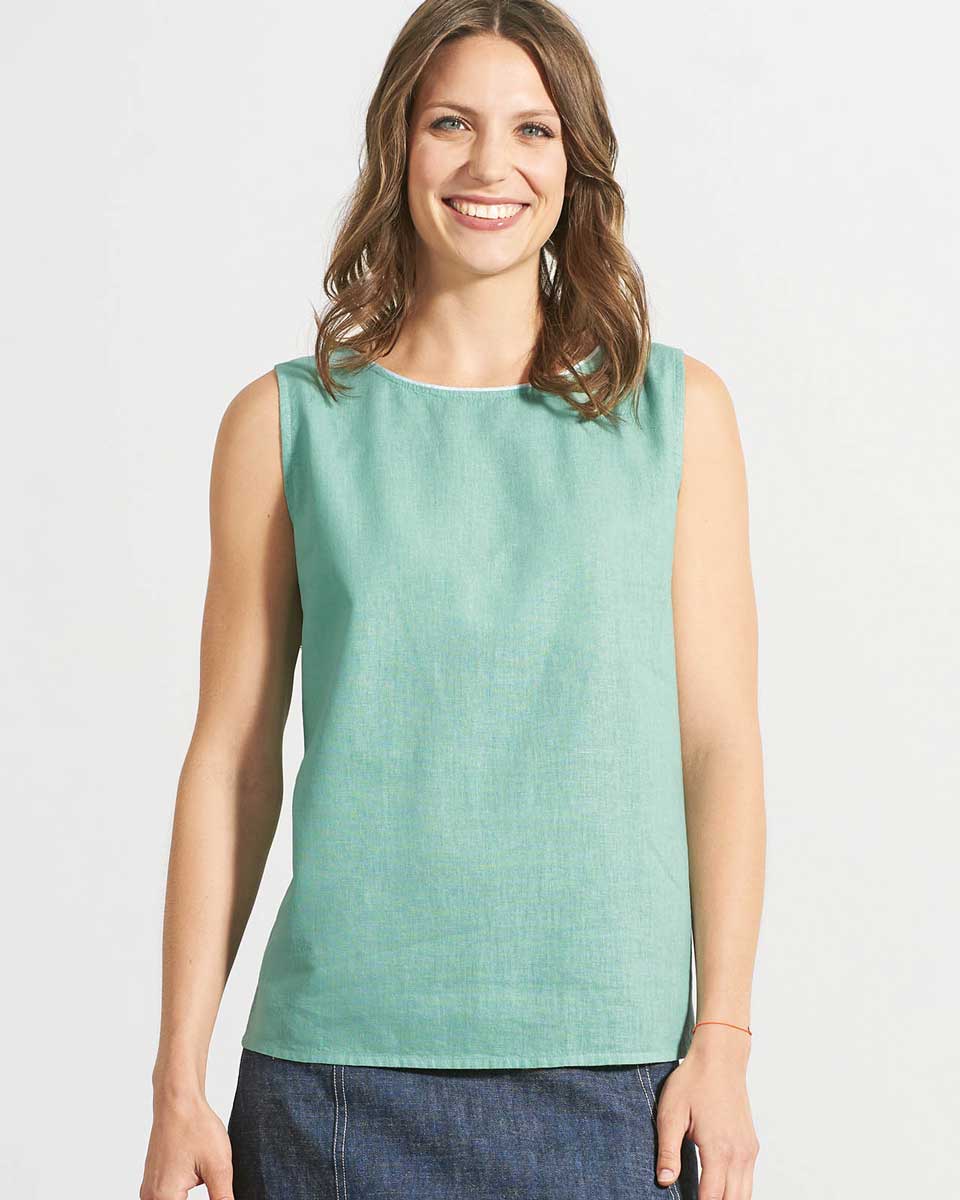 Blusa lisa sin mangas de cáñamo y algodón orgánico - Imagen 3