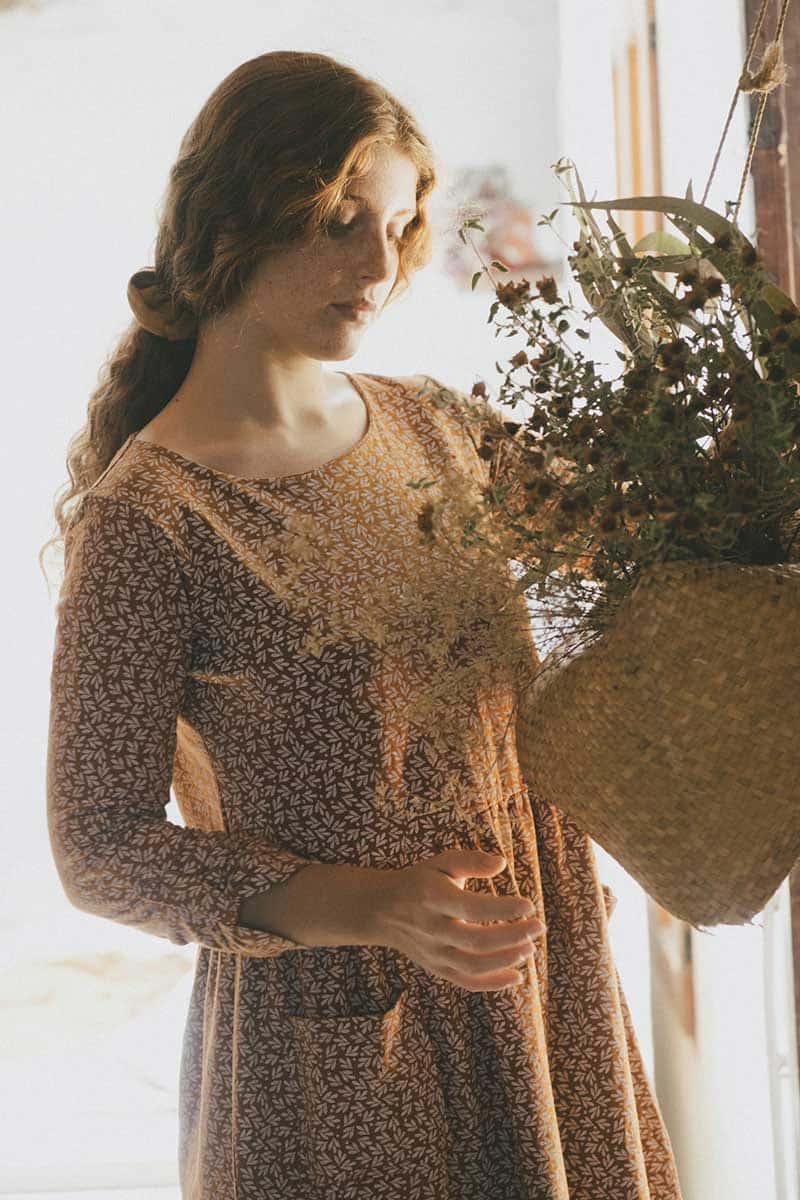 Vestido oversize teja con hojas de algodón orgánico - Imagen 6