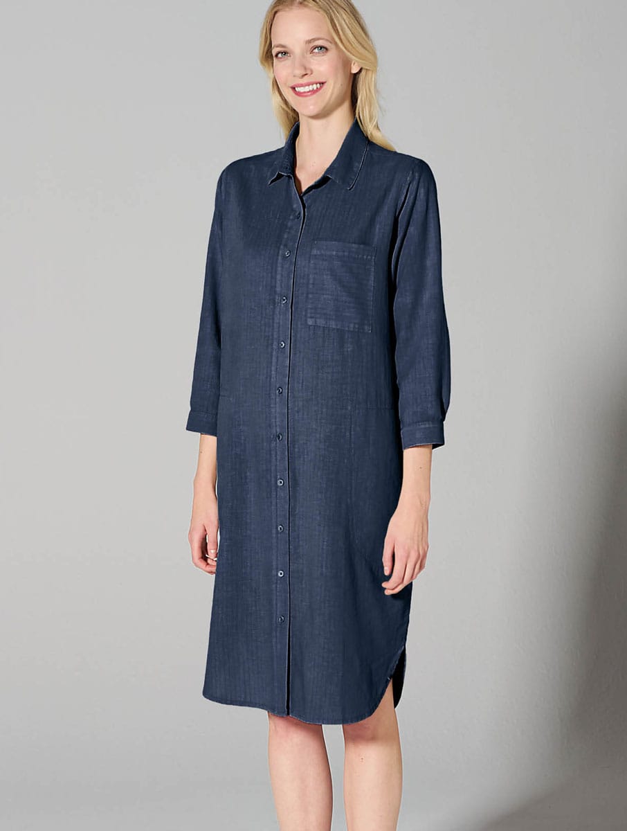 Vestido túnica con botones de cáñamo y algodón orgánico - Imagen 4