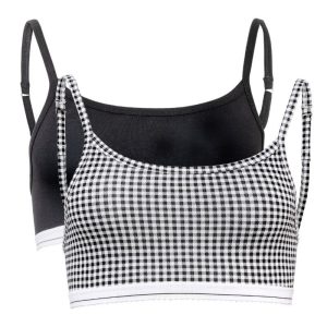 Pack de 2 sujetadores vichy y negro de algodón orgánico