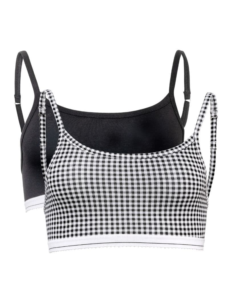 Pack de 2 sujetadores vichy y negro de algodón orgánico - Imagen 2