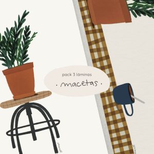 Láminas Macetas tamaño A5. Pack de 3
