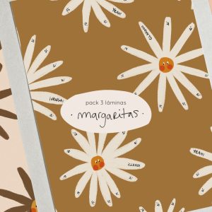 Láminas Margaritas tamaño A5. Pack de 3