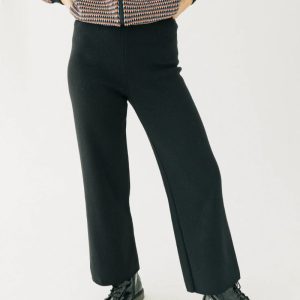 Pantalón ancho de punto liso para mujer