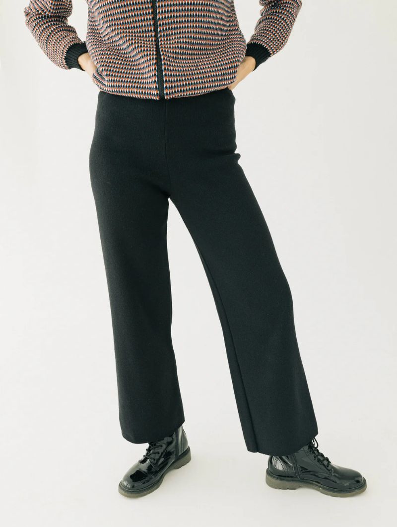 Pantalón ancho de punto liso para mujer