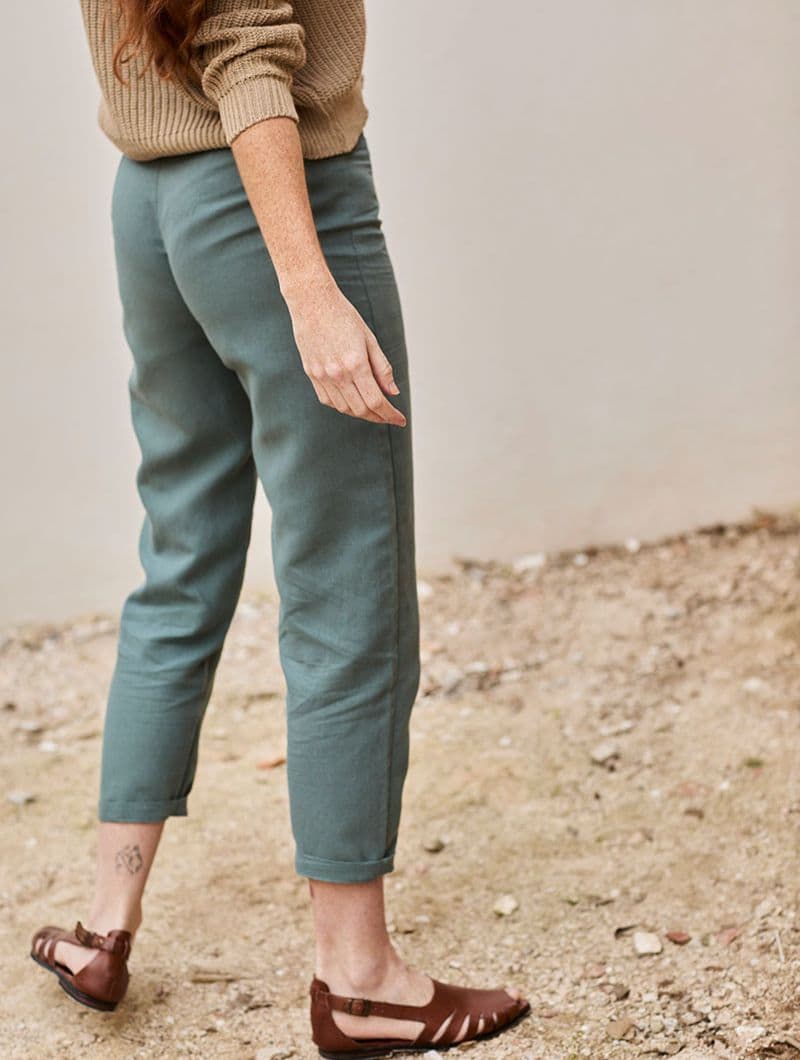 Pantalón de cintura alta de lino y algodón orgánico - Imagen 6