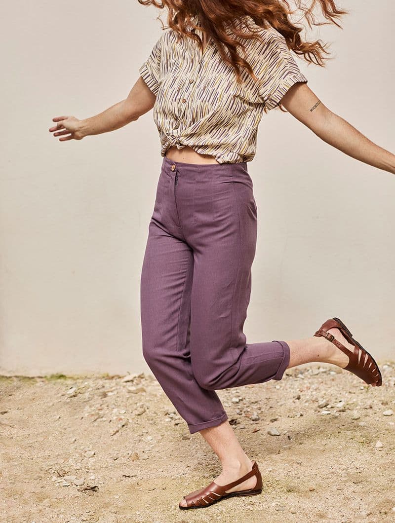 Pantalón de cintura alta de lino y algodón orgánico - Imagen 7