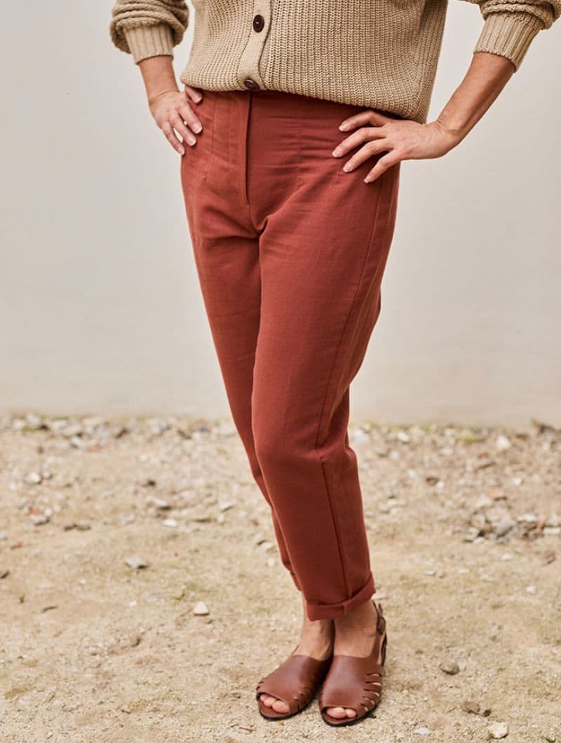 Pantalón de cintura alta de lino y algodón orgánico - Imagen 4