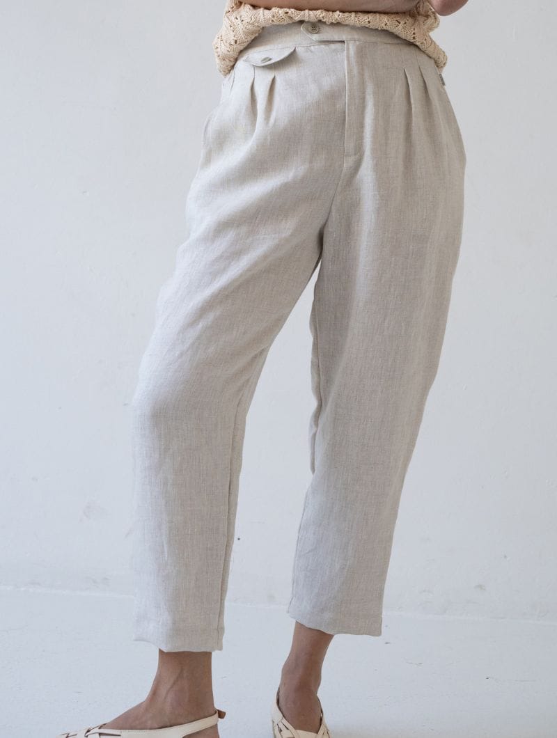 Pantalón largo de pinzas 100% lino - Imagen 2