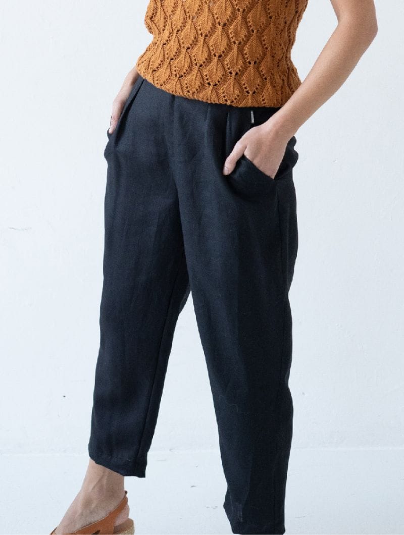 Pantalón largo de pinzas 100% lino - Imagen 4