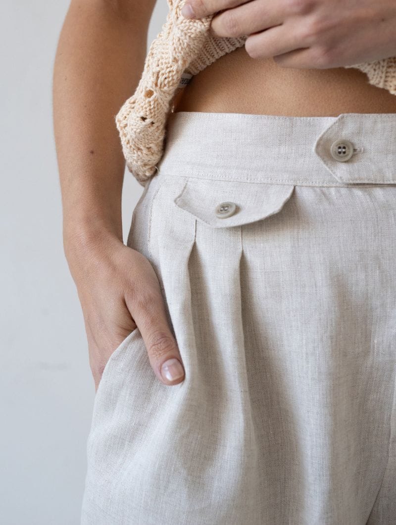 Pantalón largo de pinzas 100% lino - Imagen 5