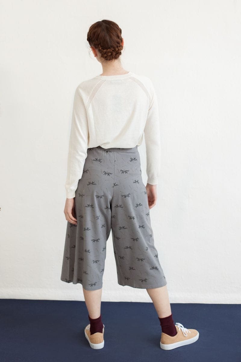 Pantalón midi ancho con estampado de zorros - Imagen 4