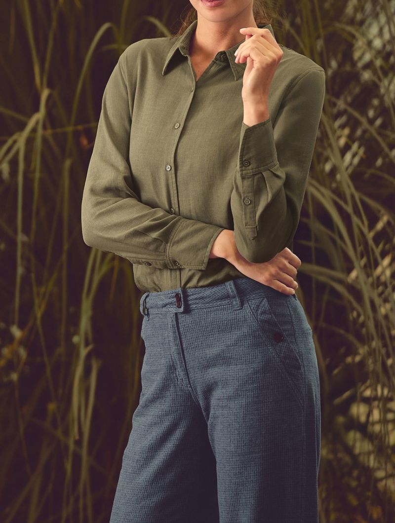 Pantalón pepita cáñamo y algodón orgánico mujer - Imagen 4