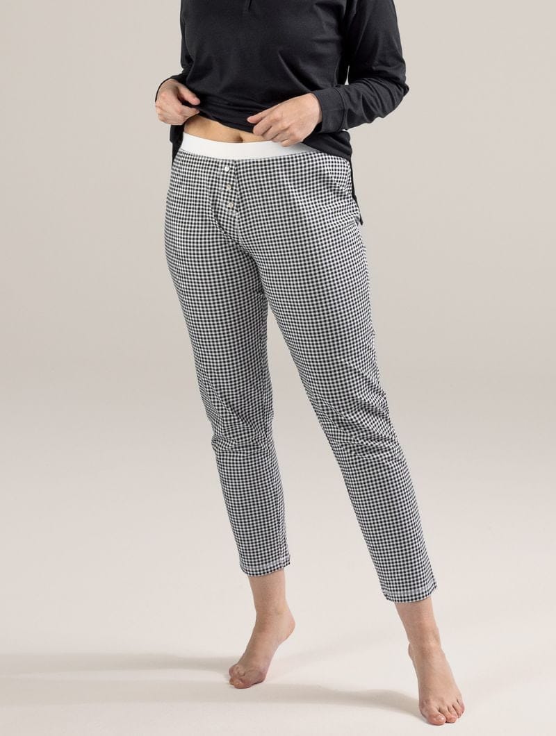 Pijama a cuadros ecológico mujer blanco y negro - Imagen 3