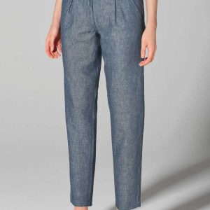 Pantalones chinos azul mujer de cáñamo orgánico