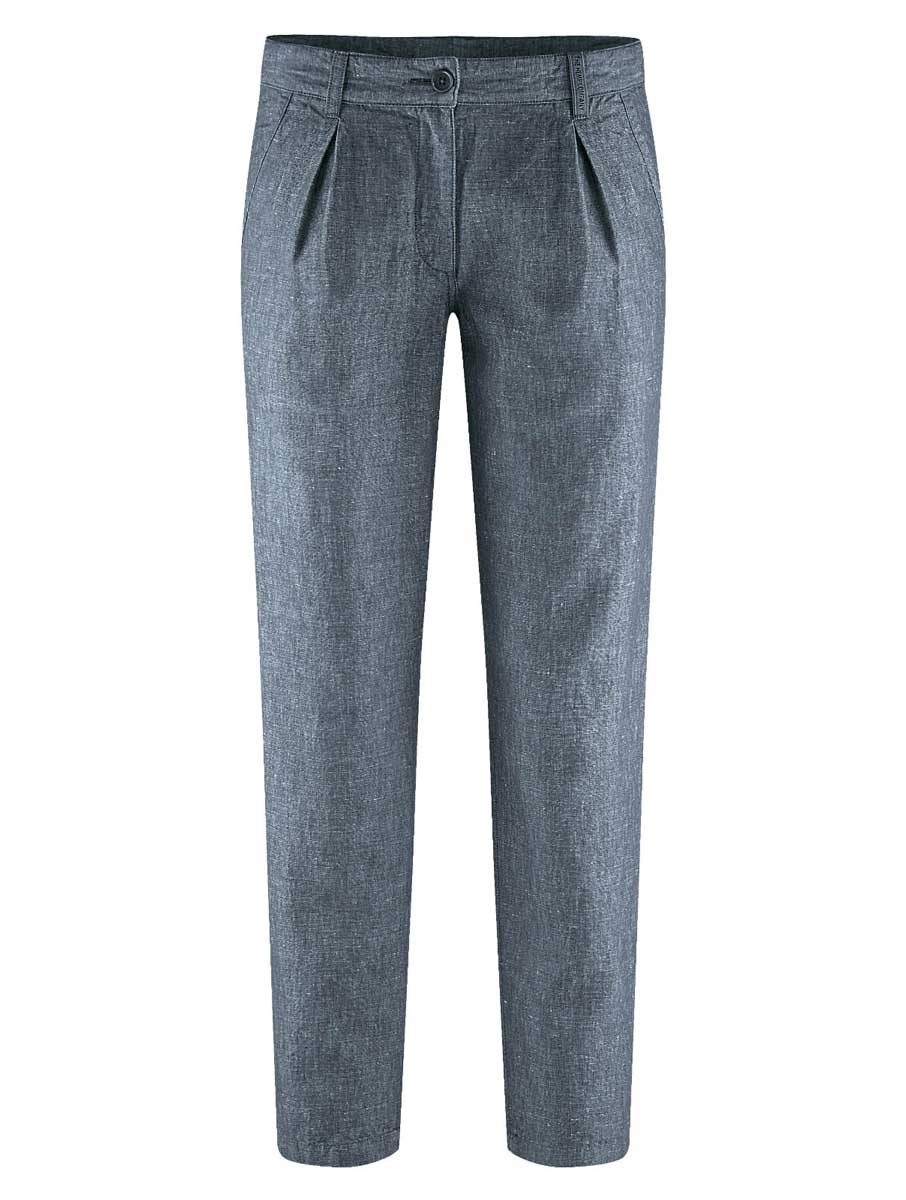 Pantalones chinos azul mujer de cáñamo orgánico - Imagen 3