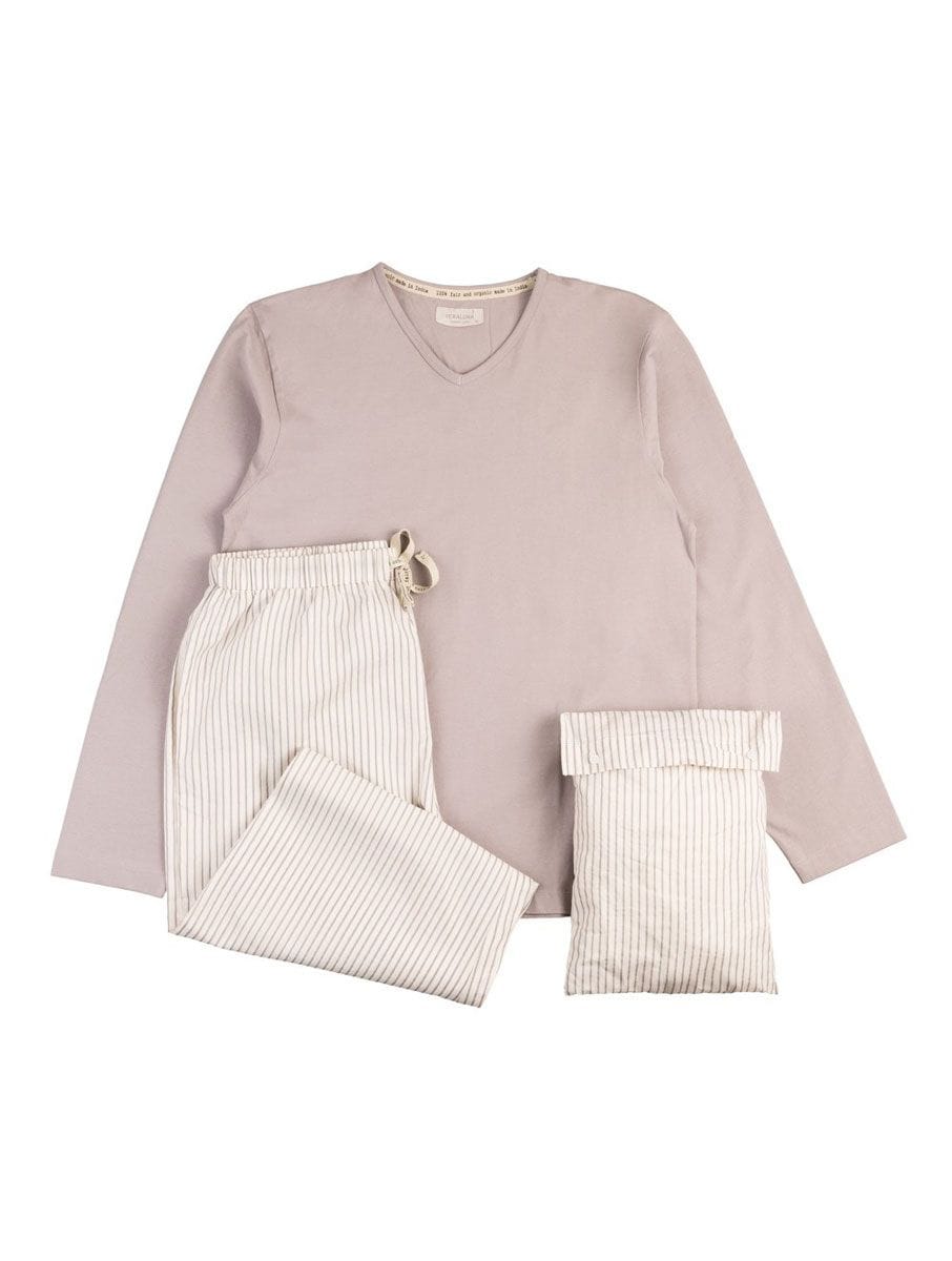 Pijama algodón orgánico hombre gris con rayas - Imagen 4