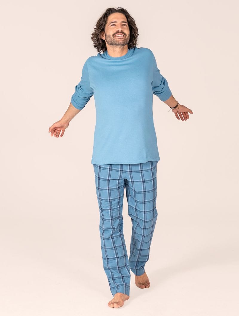Pijama azul de algodón orgánico para hombre - Imagen 3