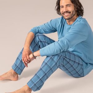 Pijama azul de algodón orgánico para hombre