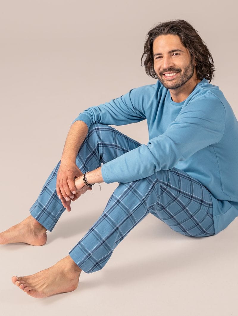 Pijama azul de algodón orgánico para hombre